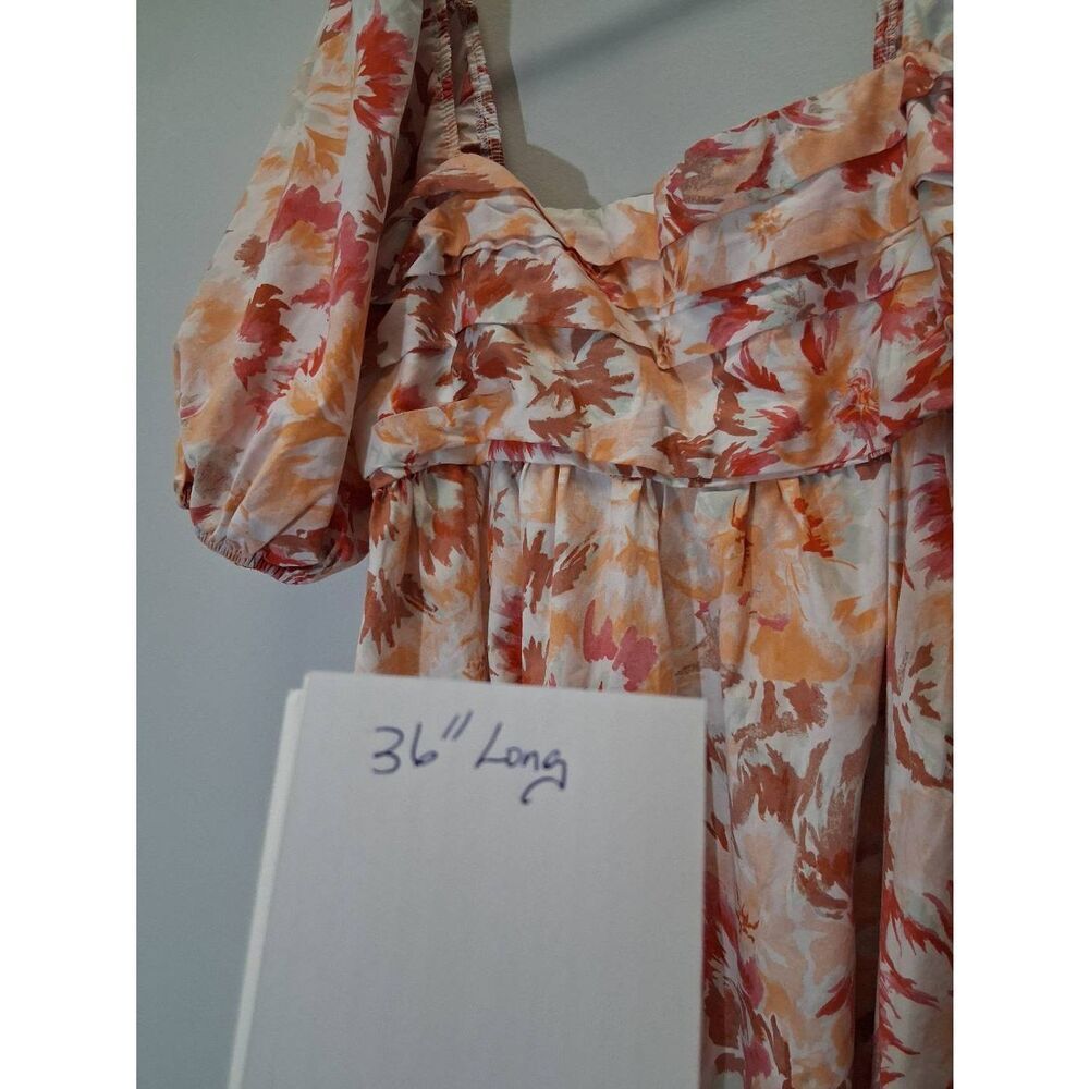 American eagle womens xl puffer sleeve shirt dress floral - Picture 4 of 8